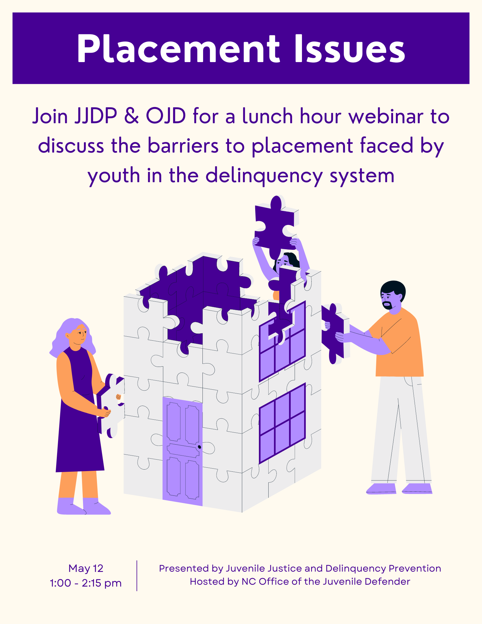Webinar this Friday: Barriers to Placement presented by JJDP